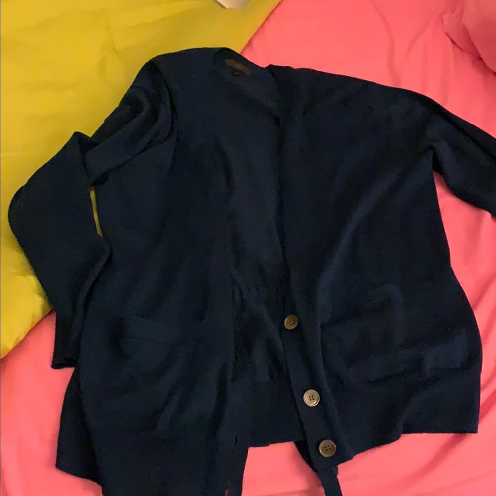 J. Crew navy merino wool long sleeve cardigan M